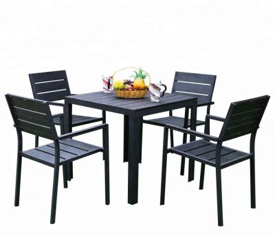 China Modern Luxury Modern Plastic Garden Restaurant Cafe Beer Beer Dinner Dining Table Set Wood Outdoor for sale