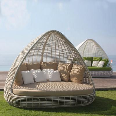 China Rustproof/Rainproof/Anti-UV Rattan Sofa Round Apple Bed Outdoor PE Canopy for sale