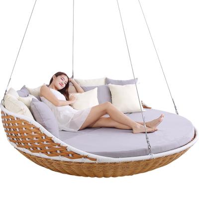 China Metal Frame Rattan Woven Patio Waterproof Garden Swing Round Antirust/Rainproof/Anti-UV Large Sink Hanging for sale