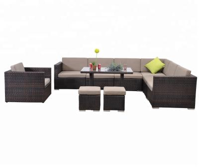 China The patio\garden\outdoor luxury garden\living room\hotel\restaurant etc. set corner rattan wicker patio cushion sectional sofa for sale