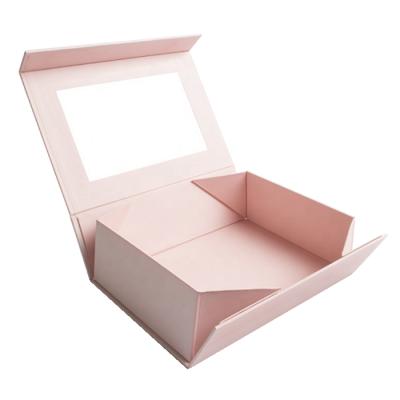 China Luxury Handmade Flip Top Paper Foldable Magnetic Closure Gift Box With Window for sale