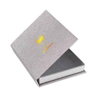 China Custom Wholesale Handmade Aluminum Foil Sliver Glitter Book Shaped Logo Shinning Gift Box for sale