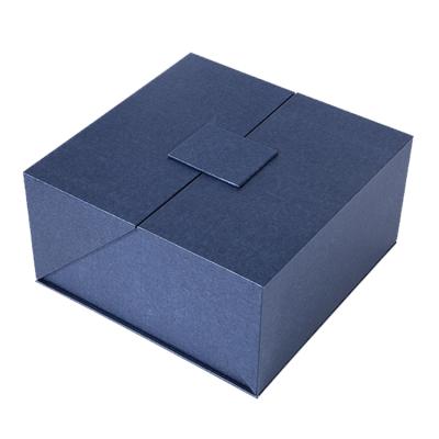 China 2020 Customs Handmade LOGO Blue Double Open Cardboard Gift Packing Box for sale