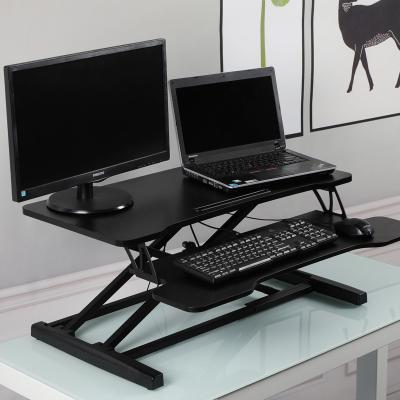 China Height Adjustable (Height) X Adjustable Desk Gas Spring Lift Rest Workstation Desk Converter with Retractable Keyboard Tray for sale