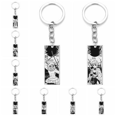 China Customized Hot Japan Anime Demon Slayer Kimetsu Metal No Yaiba Figure Stainless Steel Keychain For Fans Jewelry Key Chain for sale