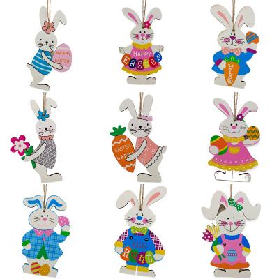 China New Europe Handicraft Wood Pendant Creative Easter Cartoon Home Decoration Pendant for sale