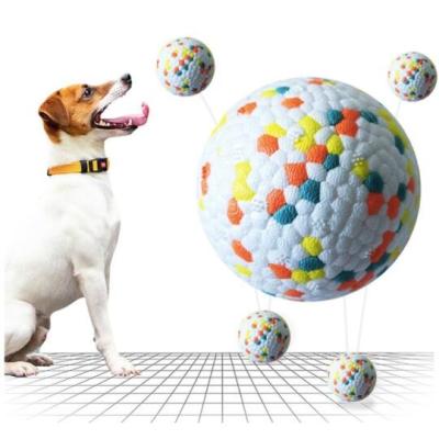 China Environmental ETPU Material Elastic Bite Stored Heavy Duty Solid Interactive Training Pet Toy Ball for sale