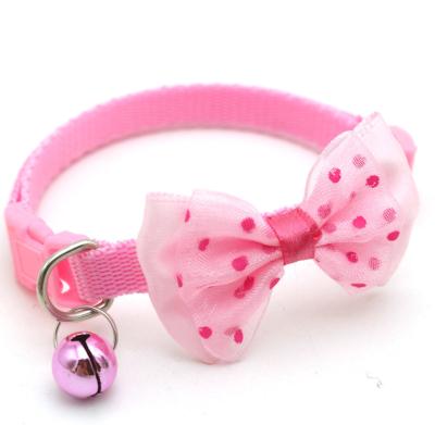 China Pet Bow Collar Bell Dots Cat Collar Stocked Dog Collar for sale