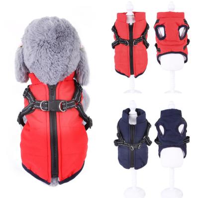 China Durable Creative Pet Clothes Autumn And Winter Horse Clip Chest Strap Plus Fleece Thickened Dog Tow Feet Cotton-padded Clothing for sale