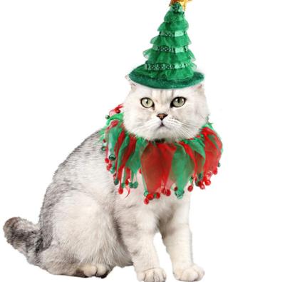 China New Viable Neck Set Pet and Cat Christmas Hat Hat and Collar Accessories for sale