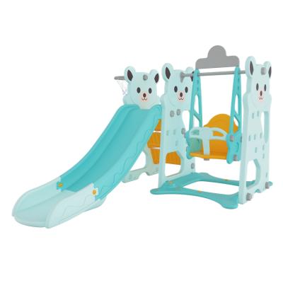 China 2-10 Years Updated Custom 3 in 1 Plastic Kids Toddler Baby Slide with Swing Set for sale