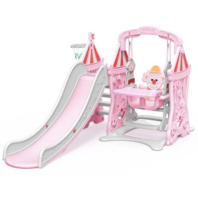 China 2-10 Years Updated Plastic Kids Playground Kids Slide Swing Set With Basket for sale