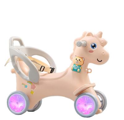 China Eco-Friendly Up-To-Date 2 In 1 Ride On Animal Toy Baby Unicorn Rocking Horse With Wheel for sale