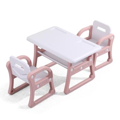 China Modern Kindergarten Kids Tables And Chairs Write Learning Plastic Toy Desks And Chairs for sale