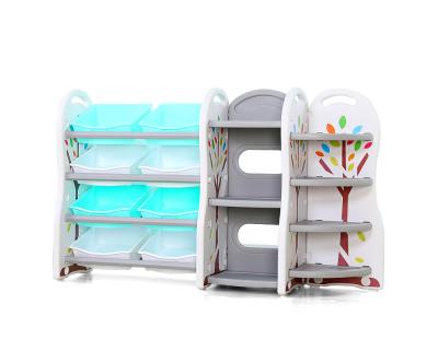 China Environmental Material Kids Storage Book Toy Shelf Plastic Material Child Cabinet For Home Use for sale