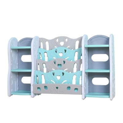 China Environmental PE Material Material Kids Book Shelves Kindergarten Children Play Shelf Storage Shelf for Book and Toys for sale