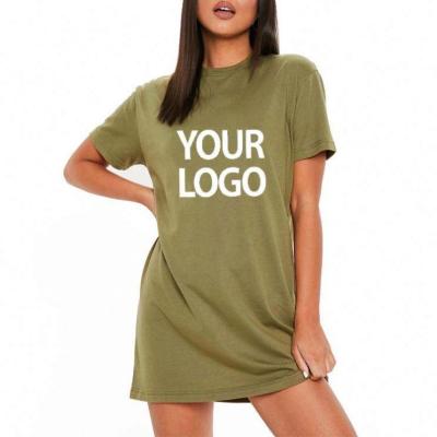 China Korean Oversize Ladies T-shirt Dress Summer White Anti-Wrinkle Logo T-shirt Dress Long Custom Fit Woman Mini T-shirt for sale