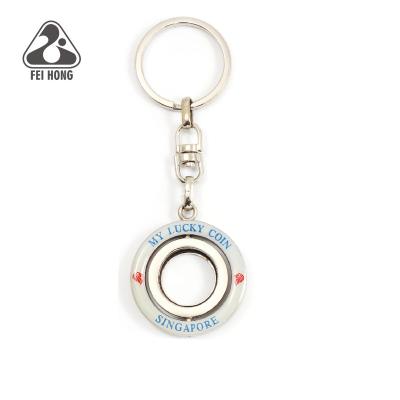 China Zinc Alloy Promotion Singapore Spinning Key Chain For Souvenir for sale