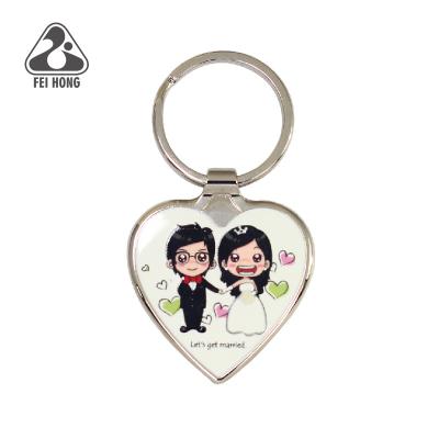 China Wholesale Metal Heart Shape Printing Wedding Key Chain for sale