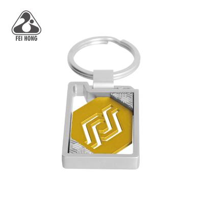 China Rectangle Metal Cut Custom Key Chain Great As A Brand Gift for sale