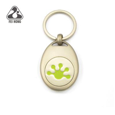 China Zinc Alloy No Fee Mold Popular Oval Trolley Coin Metal Key Chain With Custom Logo for sale