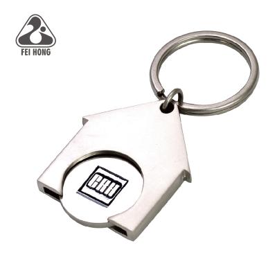 China Metal Zinc Alloy Promotional House Shaped Coin Keychain for sale