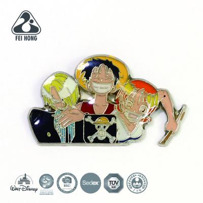 China Anime Whole Open Cartoon Design Region One Piece Pin Badge for sale