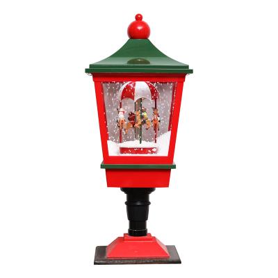 China Eco-friendly Christmas Glitter Lantern Christmas Decorations Table Lamp Drift Snow Carousel Interior for sale