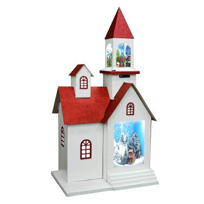 China Eco-Friendly Wooden Dollhouse Kit Plus Dust Proof DIY Christmas Glitter Lantern and Music Movement Piece Creative Idea for sale