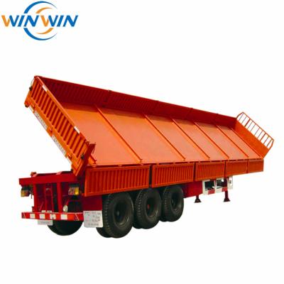 China Truck Trailer 3 Axles 100t Dump Semi Trailer Side Tipper Side Semi Trailer for sale