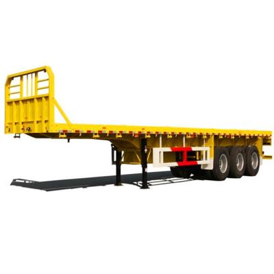 China Truck Trailer 3 Axles 40 Feet 20ft 40ft Flat Bed Shipping Container Semi Trailer for sale