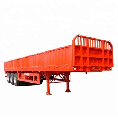 China Bulk cargo trailer truck drop deck steel flatbed trailer truck semi trailer with side panels ce for sale