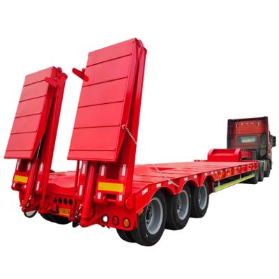 China 100 Ton Low Bed Truck Trailer Low Dimension Customized Bed Truck Trailer Semi Trailer for sale