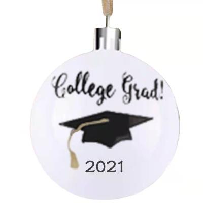 China 2021 New Design Hand Painted Graduation Season 12pcs 6cm Christmas Decoration Plastic Balls For College Students for sale