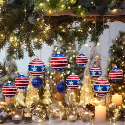 China 12pcs 6cm Plastic Patriotic National Day Ball Pendant American Flag Christmas Ball Independence Day Decorations for sale