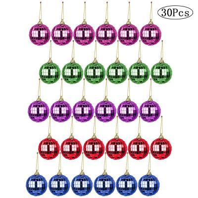 China Christmas Decoration 30 Pcs 2Inch Disco Ball Mirror Party Christmas Tree Ornament Decoration, Red, Green, Blue, Purple and Rose Red for sale