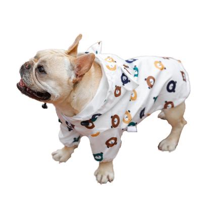 China Designer Stocked Dog Hooded Slicker Fashion Baja PU Poncho Pet Raincoat for sale