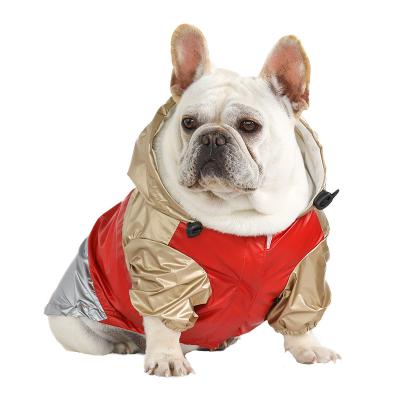 China Fashion Stocked Travel With Hood Dog Pu Reflective Waterproof Clothes Pet Raincoat for sale