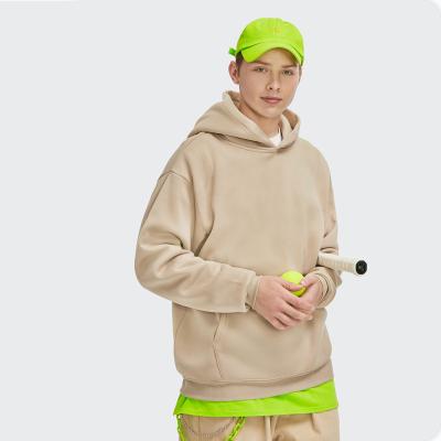 China Wholesale simple oversized men's anti-shrink sweater autumn and winter white winter fleece hoodie fleece hooded sweater 350 grams for sale