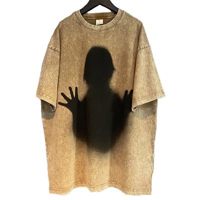 China 2022 Heavy Pure Cotton Streetwear Ghost T-shirt Mens Horrible Personality Anti-Shrink Washed T-shirts for sale