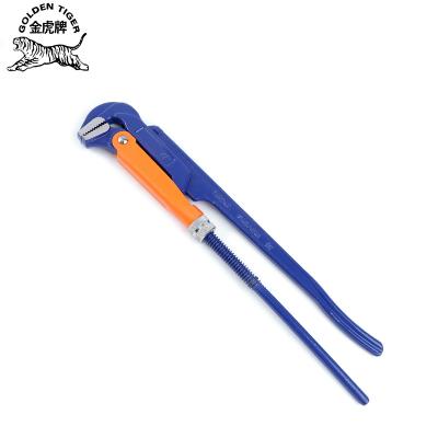 China Pipe Tools High Quality Swedish Carben 90 Degree Pipe Wrench Steel Drop Forged Movable Jaw Pipe Tools for sale