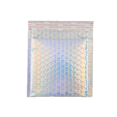 China Water Proof and Shakeproof Charm Bubble Envelope Custom Printed Mailing Bags Metallic Holographic Poly Rainbow Bubble Mailers for sale