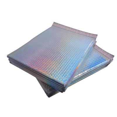 China Water proof and rainbow self sealing bubble bag latest shakeproof spot laser aluminized film bubble bag for sale