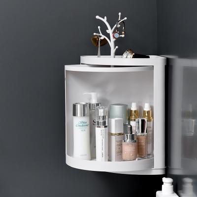 China 2019 Sustainable NEW Design 360 Rotate Bathroom Cosmetic Organizer Corner Box With Jewelry Holder for sale