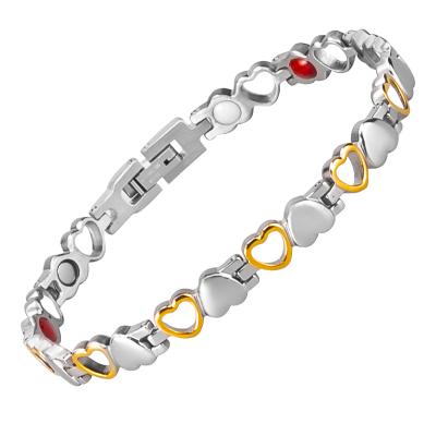 China Heart Shape Fashion Stainless Steel Magnetic Bracelet Heart Shaped Negative Ion Bracelet For Women for sale