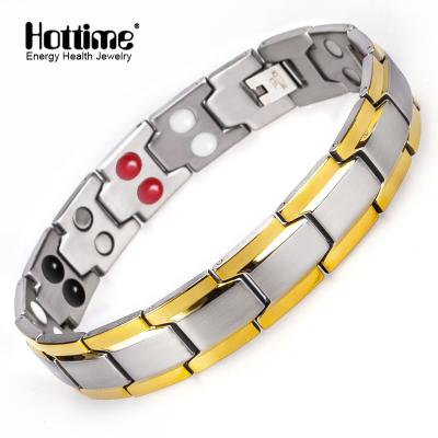 China FASHIONABLE Stylish Magnetic Stainless Steel Bracelet Pain Relief For ArthritisWith With Double Row Energy Stone for sale