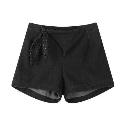 China New Type Black Wide-Leg Shorts Bargain Price Smooth Girl Breathable Shorts for sale