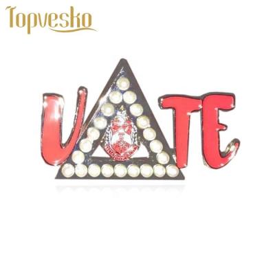 China Classic Sorority Crest Pin Triangle Delta Theta VOTE Pin for sale