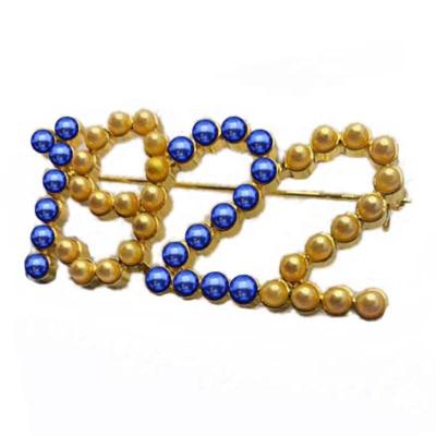 China Classic Contact Multitude Color Sigma Gamm Rho Custom Mixed Gold and Bule Color Number Pin 3 Inch Large Sorority 1922 Pearl Brooch Pin for sale