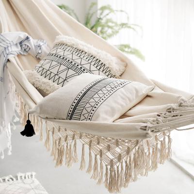 China REDYUT Adult Large 2 Person Hammock Boho Brazilian Macrame Fringed Deluxe Net Double Hammock Indoor Hanging Swing Chair Swing Delivery for sale